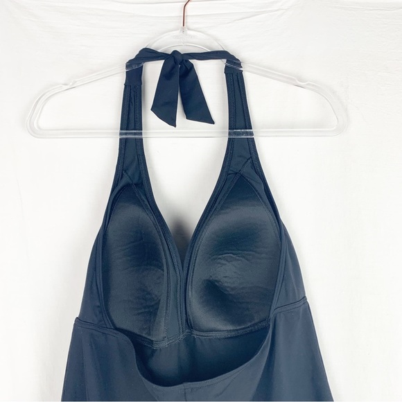 Lands’ End Classic Black Halter Tankini Swim Top size 18 - Picture 4 of 6